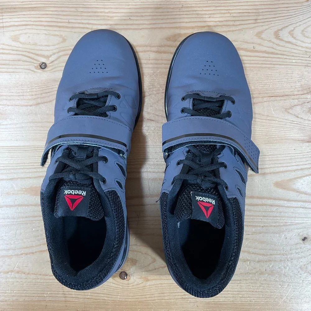 Reebok Lifter PR Weightlifting Shoes Men’s 11.5 Grey Black Strap CrossFit BD2631